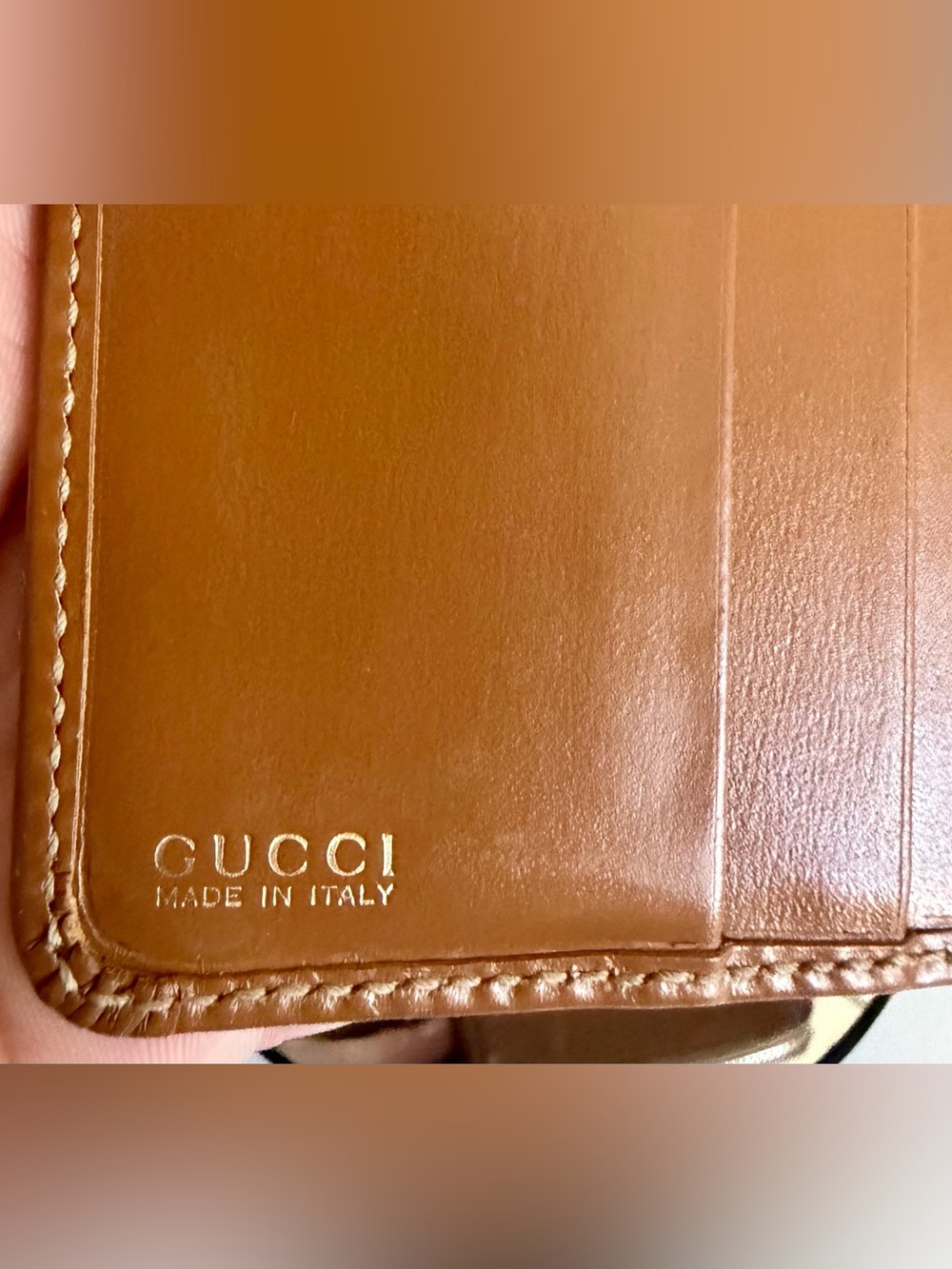 Gucci Horseshoe Tan leather bifold Compact wallet Clutch Made in Italy - Picture 11 of 15